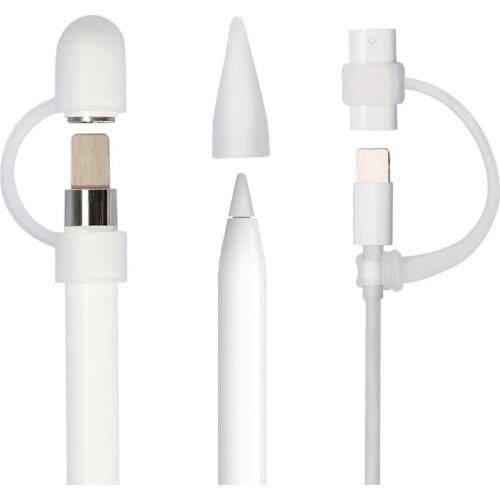 For Apple Pencil Cap Holder Nib Sleeve Case Soft Silicone Protective Cover Anti-Lost Connector Strap For iPad Pro Pencil