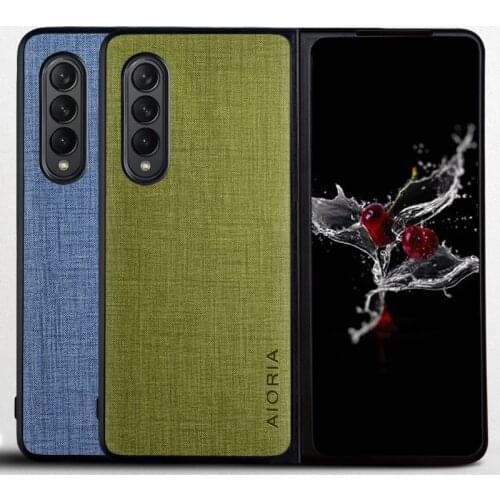 For Samsung Galaxy Z Fold 3 Case Premium Textile Texture Shockproof Protective Back Cover For Samsung Z Fold3 5G Phone Case