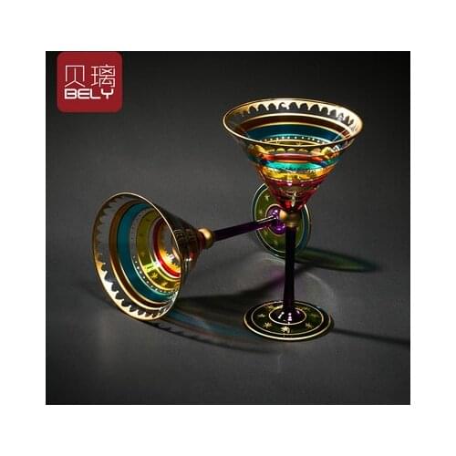 European red coloured drawing or pattern glass goblet