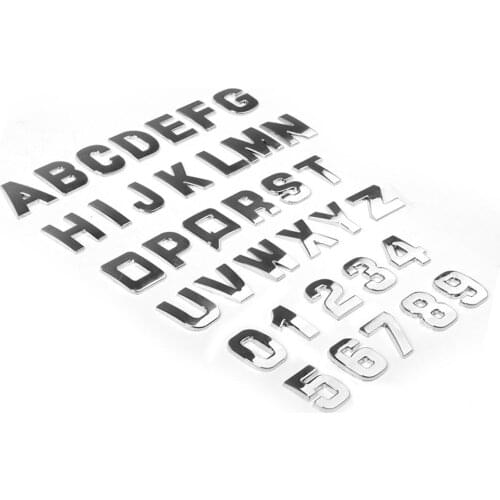 Hot Silver Car Styling (A-Z,0-9) 3D DIY Metallic Alphabet Sticker Car Emblem Letter Silver Badge Decal Car-covers Car Styling