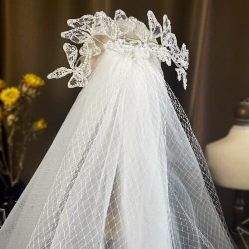 Bridal Comb Heavy Industry Lace Flowers Beaded Hair Accessories Long Yarn Bridal Wedding Hair Accessories