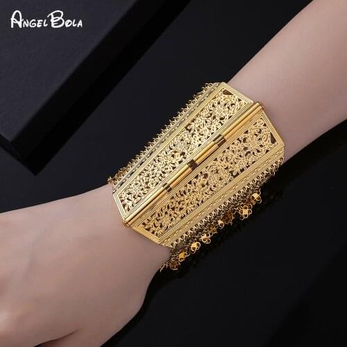 Islamic Muslim Geometric Hollow Gold Wide Bangle Arabic Turkish Cuff Bracelet Jewelry Accessories Wholesale