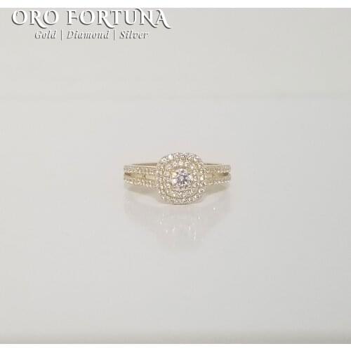 14K Gold Double Halo Design Solitaire Engagement Ring Gift for Each Fine Trendy Diamond Minimalistic Zircon Wedding Band