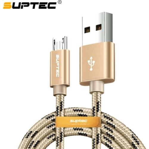 Suptec Micro USB Cable 2.4A Braided Fast Charge Data Cord for Andriod Samsung Huawei Xiaomi Microusb Mobile Phone Charger Cable