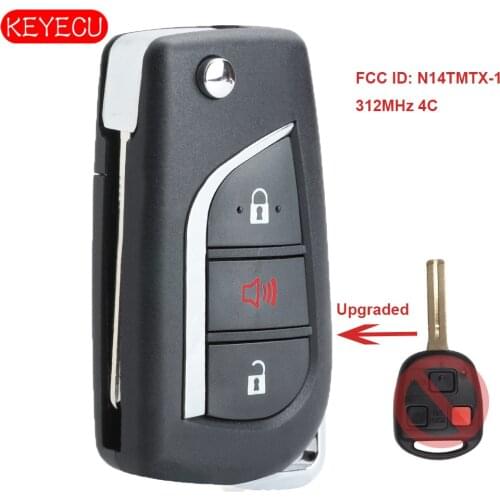 Keyecu Upgraded Flip Remote Car Key Fob 312MHz 4C Chip 3B for Lexus RX300 1999-2003 FCC ID: N14TMTX-1
