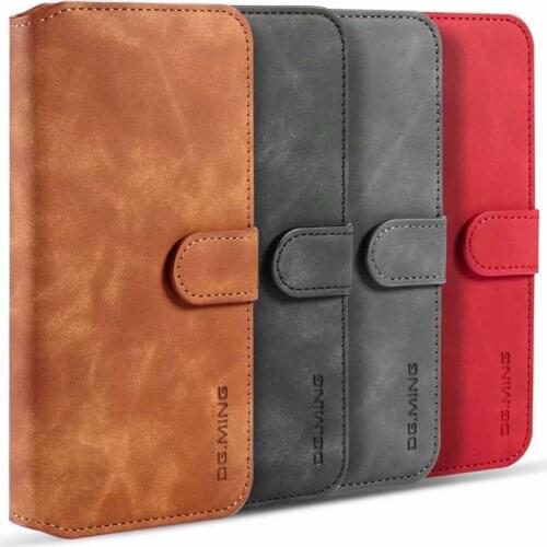 DG.MING Leather Wallet Case Cover For Xiaomi Note 10 Pro/Poco F2 Pro/Redmi K30 Pro/Note 8T/Redmi 9/10X 4G/Note 9/Note 9 Pro Max