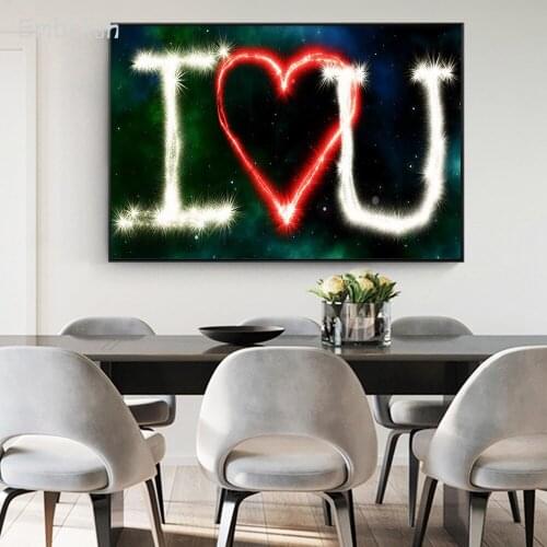 Embelish 1 Pieces Large Size Cool Wall Art Pictures For Living Room I Love You Letters HD Canvas Paintings Home Decor Posters