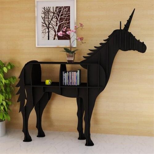 Creative Bookshelf Unicorn Sculpture Shelf Entrance Table Shop Window Floor Decoration Shelves Home Accessories Crafts