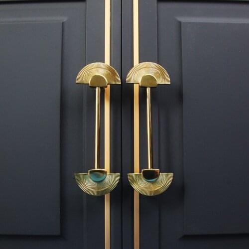 Nordic Brass Cabinet Pulls Wardrobe Drawer Closet Cabinet Door Handle Gold Cupboard Drawer Knobs and Pulls Furniture Hardware