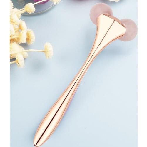 Jade Facial Massage Roller For Face Rose Quartz Natural Stone Roller Y Shape Guasha Scraper Facial Thin Lift Massage Beauty Tool