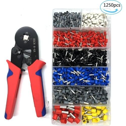 Ferrule Crimping Tool Kit - Sopoby Ferrule Crimper Plier AWG 28-7 (0.08-10mm²) w/ 1200pcs Wire Ferrules Crimp Wire Ends Terminal