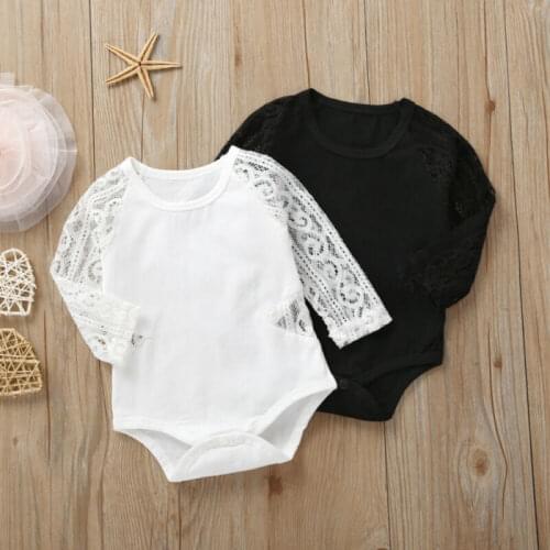 Newborn Kids Baby Girl 0-18M Long Sleeve Lace Bodysuit Jumpsuit Outfit Clothes