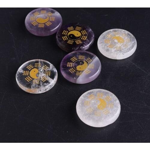 Wholesale 6pcs/pack Set Healing Stone 25x25mm Fashion Natural Semi-precious Stone Symbols of Religion Without Hole Gossip Design