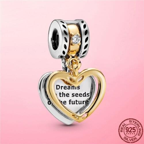 2020 New 925 Sterling Silver Seeds of the Future Split Heart Dangle Charm Pendant fit Original Pandora Bracelet Necklace Jewelry