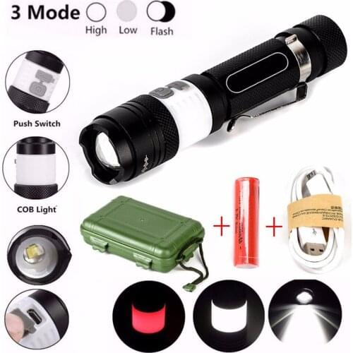 Portable Flashlights Set Waterproof Flashlights 12000lm Xml T6 Led Zoom Flashlight 18650 Torch Usb Rechargeable Light Set Torche