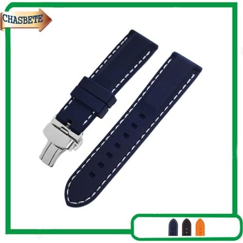 Silicone Rubber Watch Band for Breitling Watchband 22mm Men Women Resin Strap Wrist Loop Bracelet Belt Blue Black + Tool + Pin