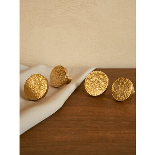 Light Luxury Round Hammer Brass Knobs and Pulls Knurling Furniture Handles Drawer Pulls Dresser Cabinet Door Knobs Hardware
