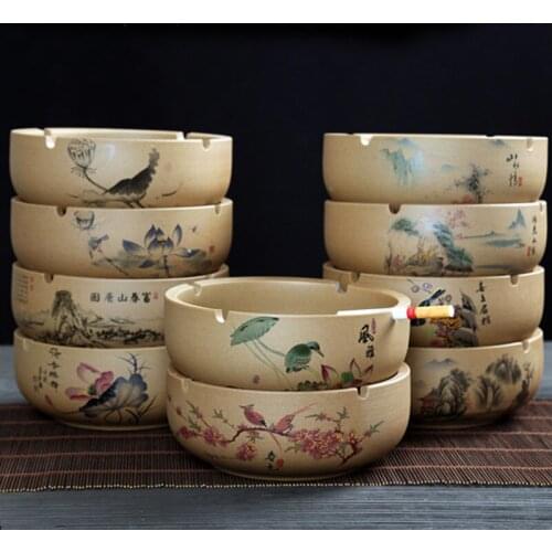 Rough Pottery Windproof Ashtray Ceramic Family Living Room Hotel Personality Trend Multi Function Ashtray Gift