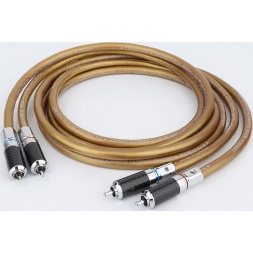 Pair Cardas Helexink Golden 5-C Interconnect Cable With Carbon Fiber Rhodium Plated RCA Plug Connector