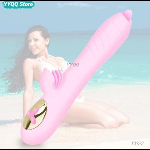 Telescopic Vibrator Tongue Licking Oral Sex Heating Dildo Swinging Vibration G-spot Stimulation Female Masturbator Adult Sex Toy