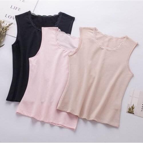 Birdsky, 1pc mulberry silk Women tank top vest camisoles, round neck lace, warm fleece thermal, 3 colors. OR-28