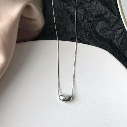 YPAY 100% Genuine 925 Sterling Silver Chain Necklaces Women Korea Bean Choker Necklace Fine Jewelry Birthday Gifts YMN201