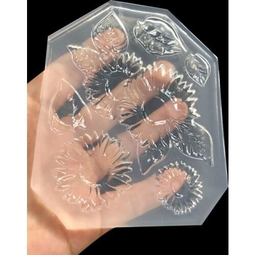 Mirror Sunflower Mold Silicone Mold Crystal Epoxy AB Mobile Phone Shell Decoration 16634