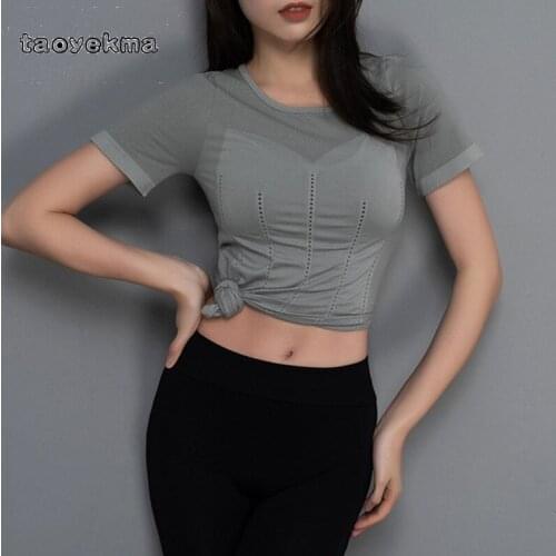 Women Yoga Shirts Quick Dry Seamless Gym Tops Women Fintness Clothes O-Neck Sport Running T-Shirt Female Workout Tank Sportswear