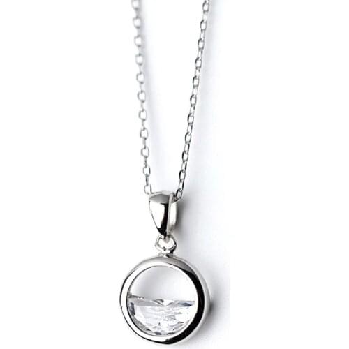 Perisbox Clearwater Inspired Pendant Necklace for Women 925 Sterling Silver Pendants Cubic Zirconia Circle Pendant Necklaces