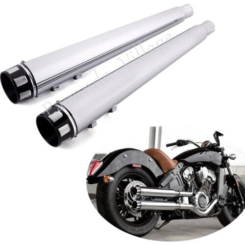 1 Pair Motorcycle Chrome Slip On Exhaust Mufflers Silencer Pipes for Harley Touring Dual 1995-2016 Cold Rolled Steel Silencer