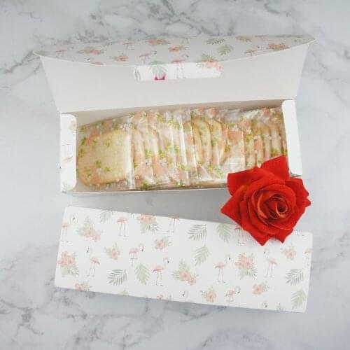 21.7x7x5cm 10pcs light color Flamingo cookie Macaron Chocolate mooncake Paper Box handmade Party Gifts Packaging Storage Box