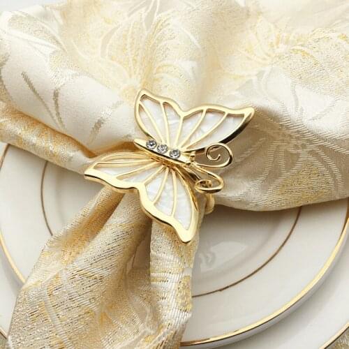 10pcs Hotel table set golden silver butterfly napkin ring napkin buckle napkin ring alloy mouth cloth ring towel ring
