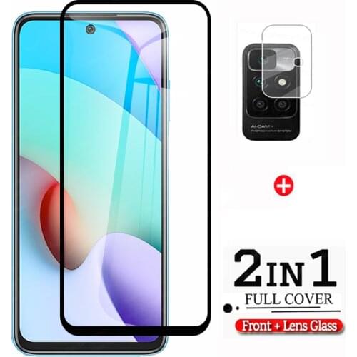 2 in 1 Protective Glass On For Xiaomi Redmi 10 Screen Protector Camera Lens Film on red me redmi 10 redmi10 Full glass