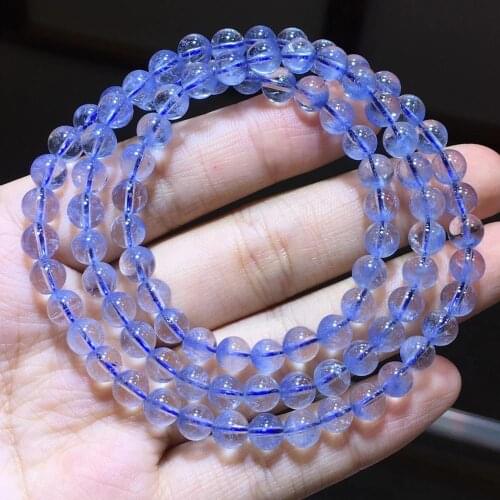 6.2mm Natural Blue Dumortierite Quartz Rutilated Crystal Bracelet Women Men Gemstone Round Beads Rare Reiki Stone AAAAA
