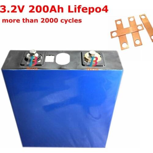 8pcs rechargeable 3.2V 200Ah Lifepo4 lithium battery 2C discharge for 12v 24v RV electric car buses mortorcycle battery pack diy