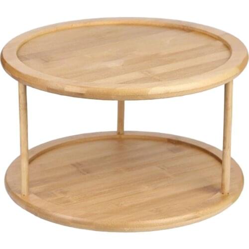 Bamboo Turntable for Kitchen Cabinet, 2-Tier Organizer
