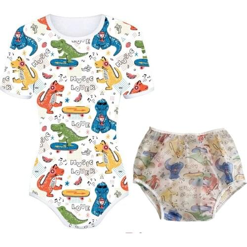 Adult Baby Bodysuit Sissy Snap Crotch Pajamas ABDL Onesie And PVC Diaper Cover Set