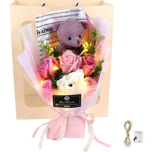 Flower Bouquet LED Creative Luminous 32cm For Birthday Gift Valentine Bear