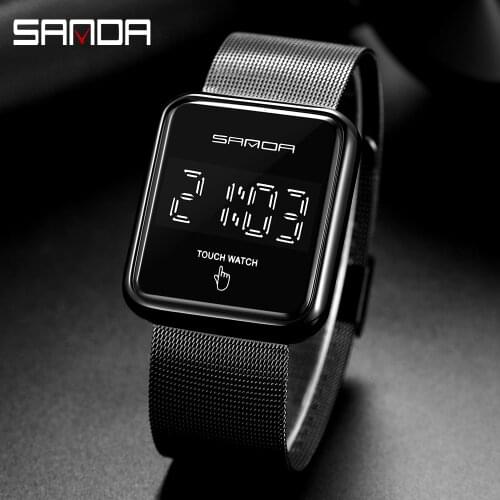 Fashion Sanda Brand Men Led Display Square Touch Screen Digital Watches Waterproof Outdoor Sports Wristwatch Relogio Masculino