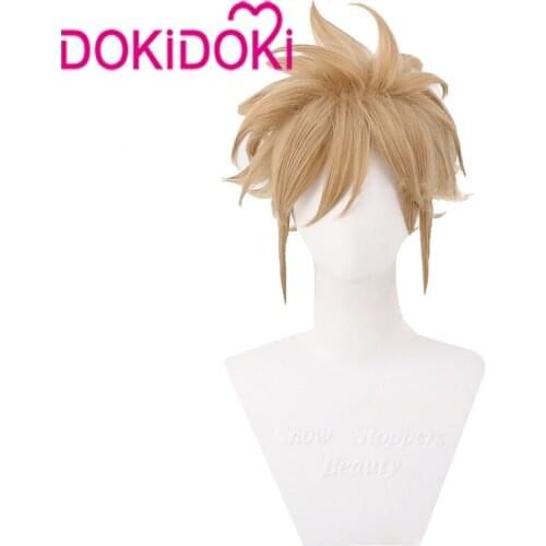 DokiDoki Game FFVII Final Fantasy Cosplay Wig Cloud Strife Wigs Men Short Blonde Strife Cloud Cosplay Wig Final Fantasy Remake