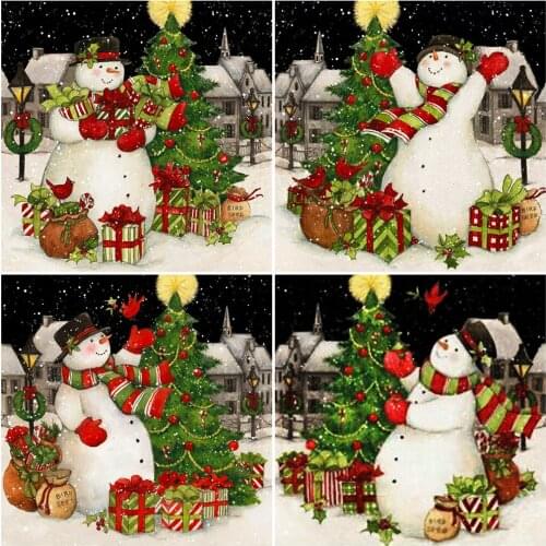 Evershine Full Square Diamond Painting Snowman 5D DIY Craft Kit Diamond Embroidery Cartoon Mosaic Art Home Decor Gift