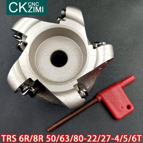 TRS 6R50 6R63 6R80 8R63 8R80 22 27 4T 5T 6T Round nose milling cutter Face milling cutter CNC Indexable tools For RDMT Inserts