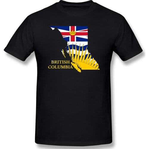 British Columbia Flag Map, BC, Canada Nerd Mens Basic Short Sleeve T-Shirt R282 Tees Tops European Size