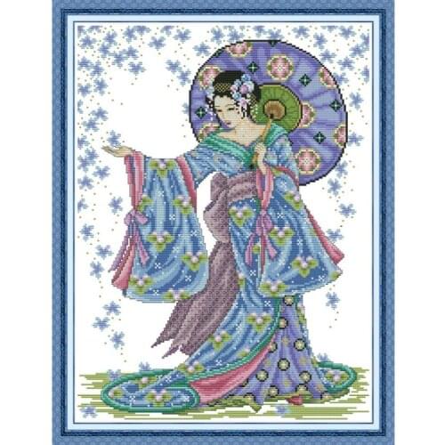 Joy Sunday Cross Stitch Rain flower 1 Handmade Needlework Kit DMC 14CT 11CT Counted Printed Embroidery Set For Home Decor Gift