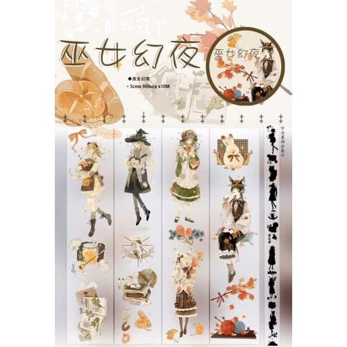 Fairy Night Witch Washi Tape for Card Making Bullet Journal DIY Scrapbooking Decorative Sticker