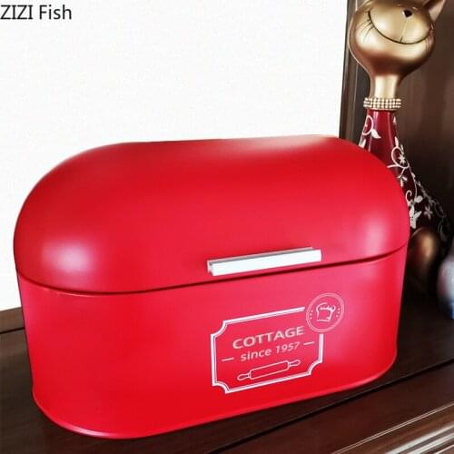 Metal with Cover Storage Box Bread Box Desktop Storage Container Modern Style Household Kitchen Iron Food Storage Box