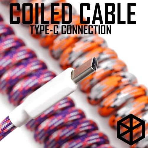 Nylon usb c port coiled Cable wire Mechanical Keyboard GH60 USB cable type c USB port for poker 2 GH60 keyboard kit DIY
