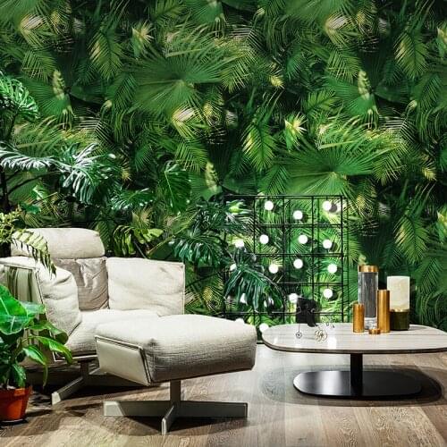 Nordic Green Plant Golden Banana Leaf Wallpaper 3D Bedroom Living Room Dining Room Kitchen Wall Decor PVC Waterproof Wallpaper