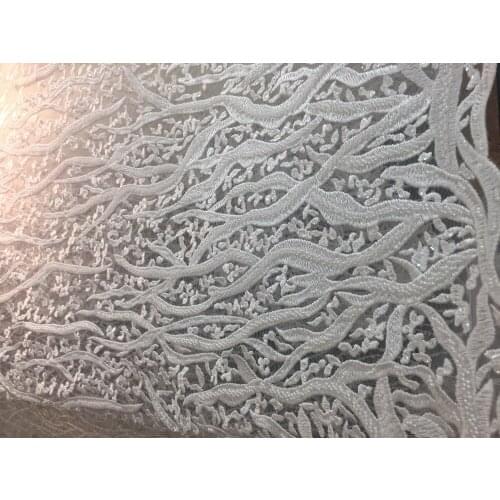 New 5yards/bag FH17# White Hand beads tulle mesh lace fabric for bridal wedding dress/sawing Free shipping alibaba express