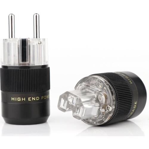 Pair Unprinted Rhodium Plated Schuko Power Connector Audiophile DIY Mains Power Cord Plug HIFI